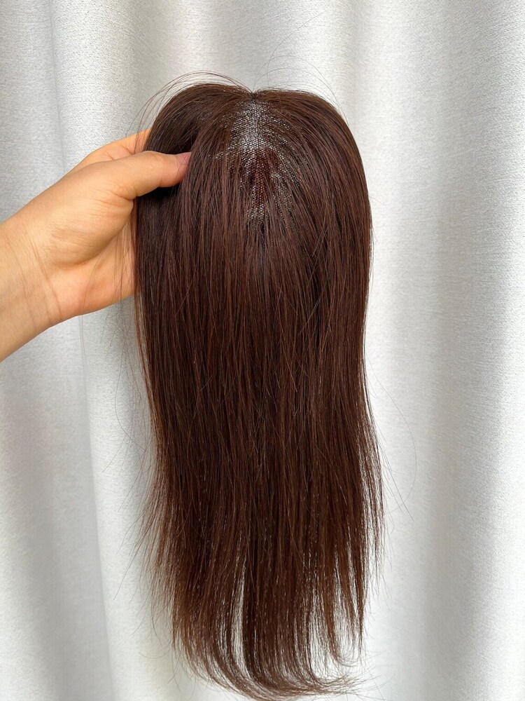 Natural dark chocolate brown remy human hair extension transparent swiss lace topper indian hair