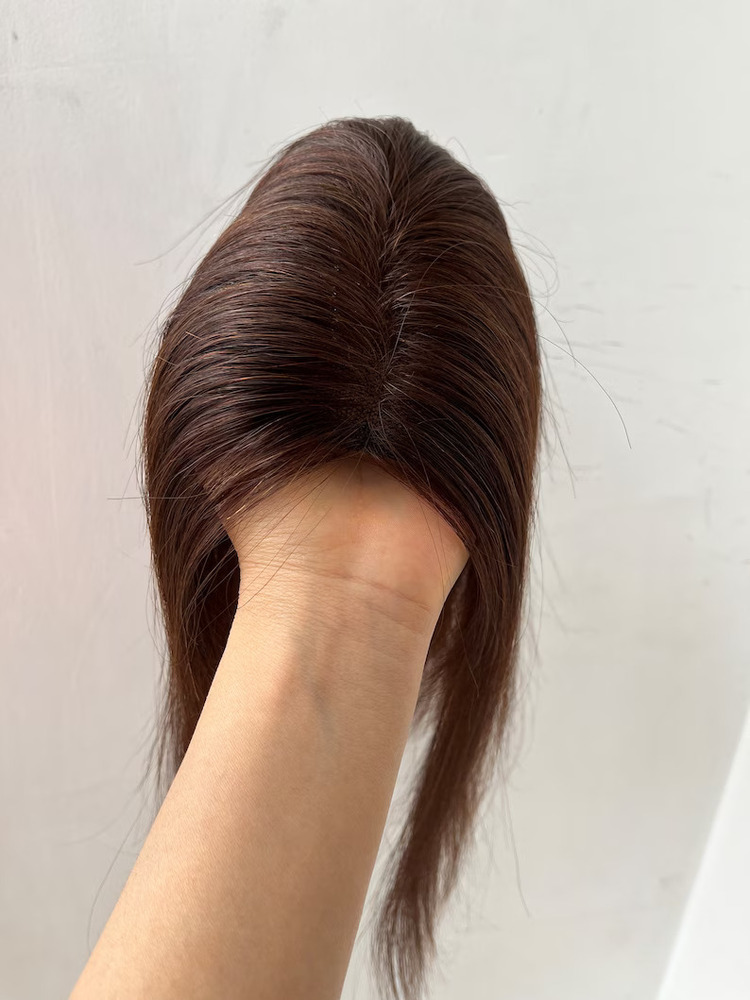 Natural dark chocolate brown remy human hair extension transparent swiss lace topper indian hair