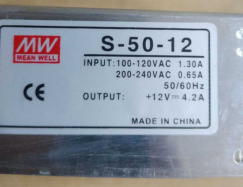 MEANWELL POWER SUPPLY,  S-50-12, OUTPUT +12V 4.2AMP