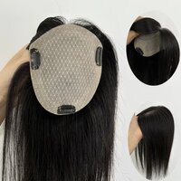 Beautiful Silk-based black color remy natural human hair topper 100% density silky straight wave style