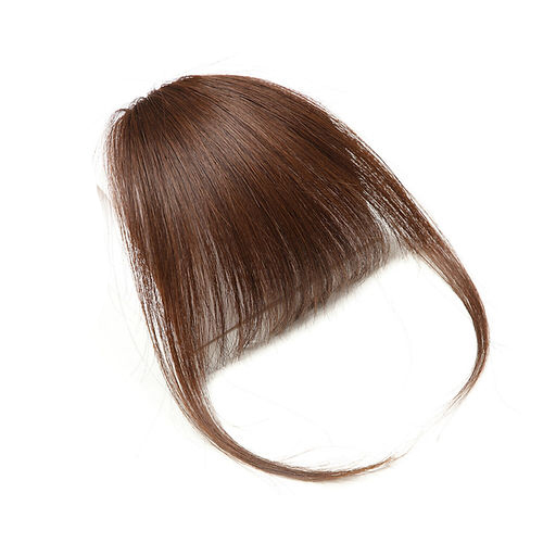 Easy to Maintain Thick Neat Air Bangs Clip in Fringe Front Hairpiece - Human Hair, 5 Inch Length, Brown Color | Elegant, Soft, Comfortable, Heat Resistant