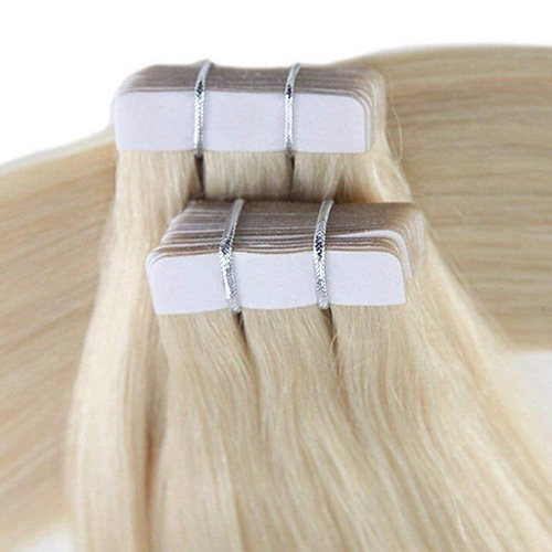 Black Premium Blonde Tape-In Hair Extension - 100% Indian Human Hair 18" to 30" Lengths Natural Straight/Wavy/Curly Styles Comfortable & Breathable