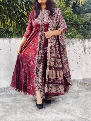 Summera S Spacial Shurg Partten 3 Pcs Suit - Color: Maroon And It'S Different Variations