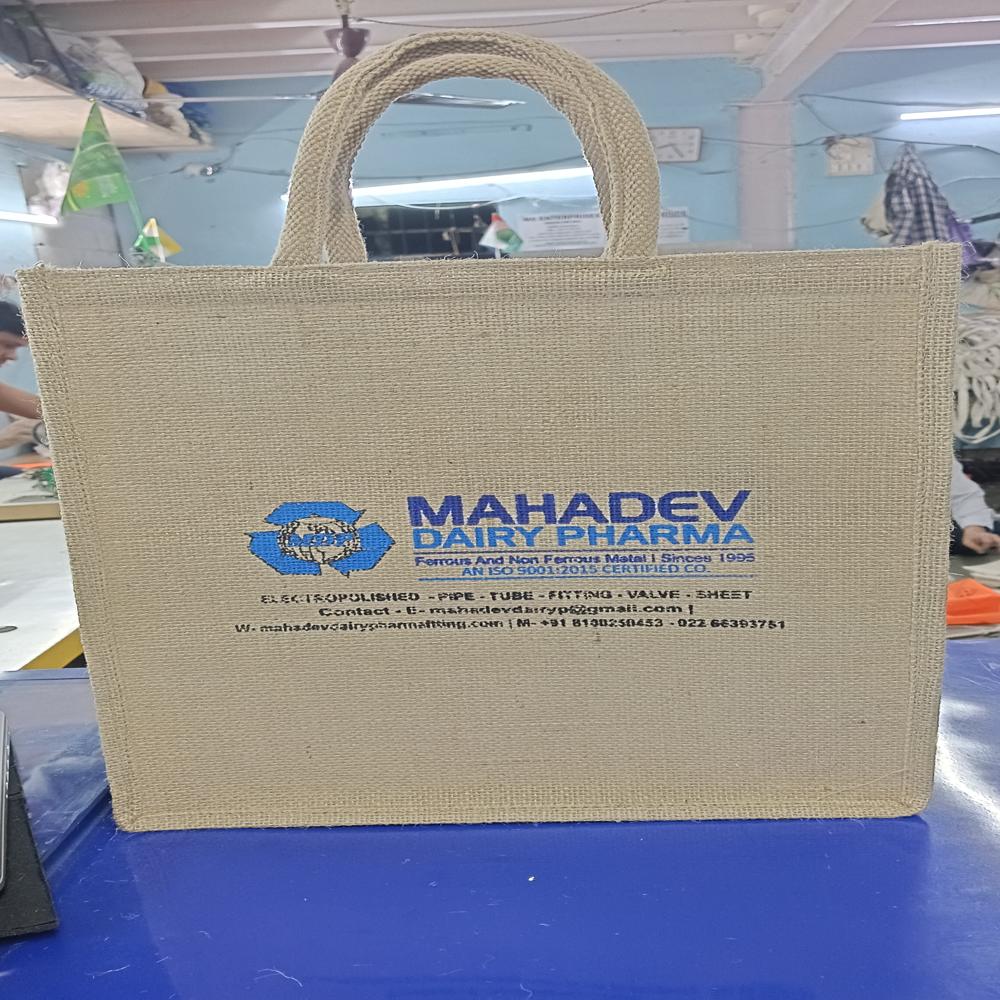 Eco Friendly Jute Bag - Natural Jute Material, Various Sizes Available, Customizable Design, Comfortable Flexiloop Handle | Ideal For Shopping And Promotions