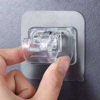 Curtain Rod Holder Hook - Quality Plastic & Stainless Steel, 3kg Load Capacity, Easy No-drill Adhesive Installation | Modern Transparent Design, Versatile Wall Use