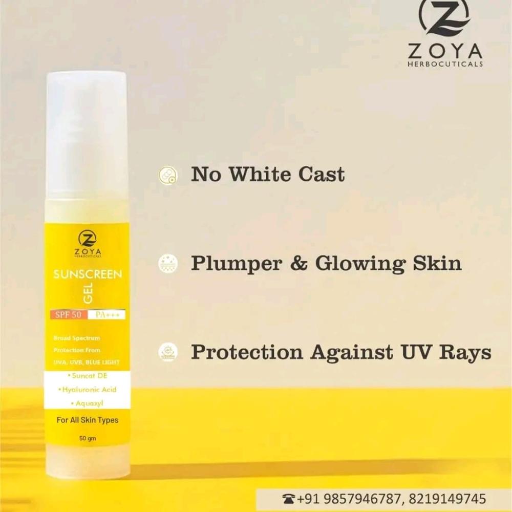 Sunscreen Gel SPF 50 - High UVA/UVB Protection, Non-Greasy Formula, Enriched with Collagen and Vitamin C for Hydration and Elasticity