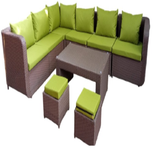 Wicker Outdoor Sofa Set - Color: Gyey