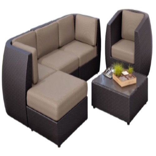 Wicker Outdoor Sofa Set - Color: Gyey