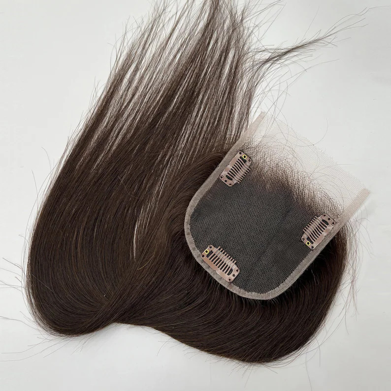 Indian Remy Natural Color HD Lace Human Hair Toppers With T Part