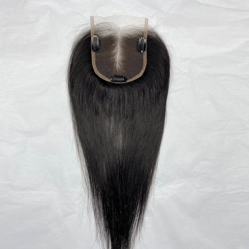 Indian Remy Natural Color HD Lace Human Hair Toppers With T Part
