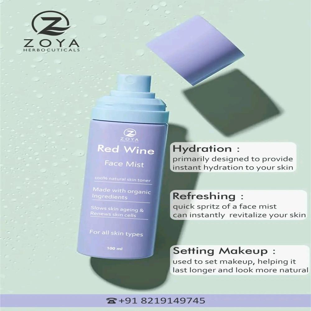 Red Wine Face Mist - Revitalizing Hydration, Antioxidant-rich Red Wine Extract, Soothing Aloe Vera, Brightening Niacinamide, Glycerin Moisture Boost