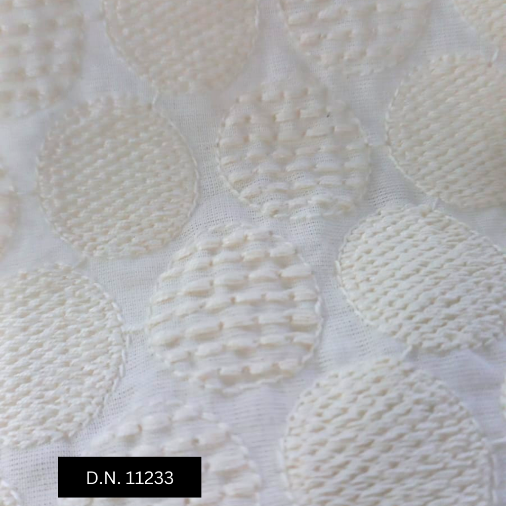 Cotton Schiffli Embroidered Fabric For Kurta & Sherwani
