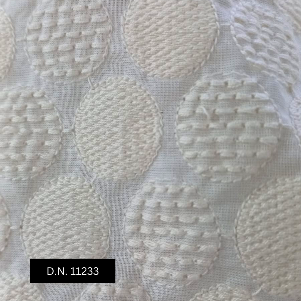 Cotton Schiffli Embroidered Fabric For Kurta & Sherwani