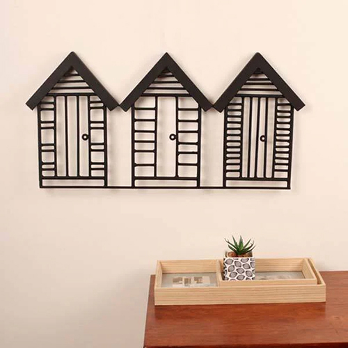 Homes Sweet Homes Metal Wall Art in Matt Black
