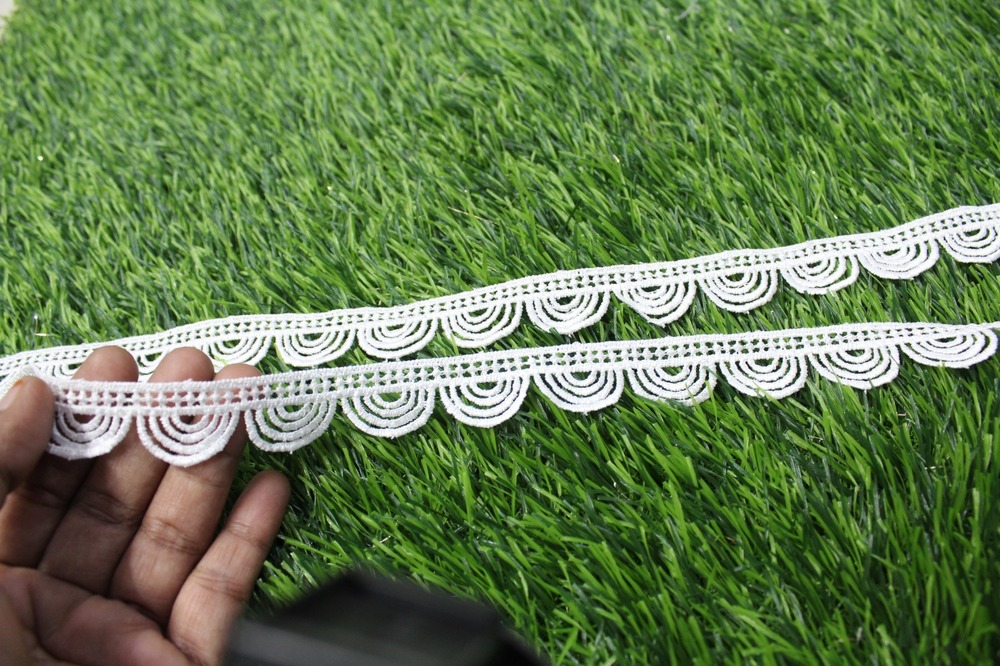 Fancy Gpo Lace - 20 Mtr Length, 1.5 Inch Width, White Cut Work, Polyester Material | One-sided Fancy Border Lace For Designer Garments
