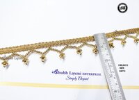 Pearl Border Lace - Cotton, 1.5 Inch Width X 9 Mtr Length, Golden Color, Cut Work Design | Fancy Lace With Zari And Elegant One-sided Pattern