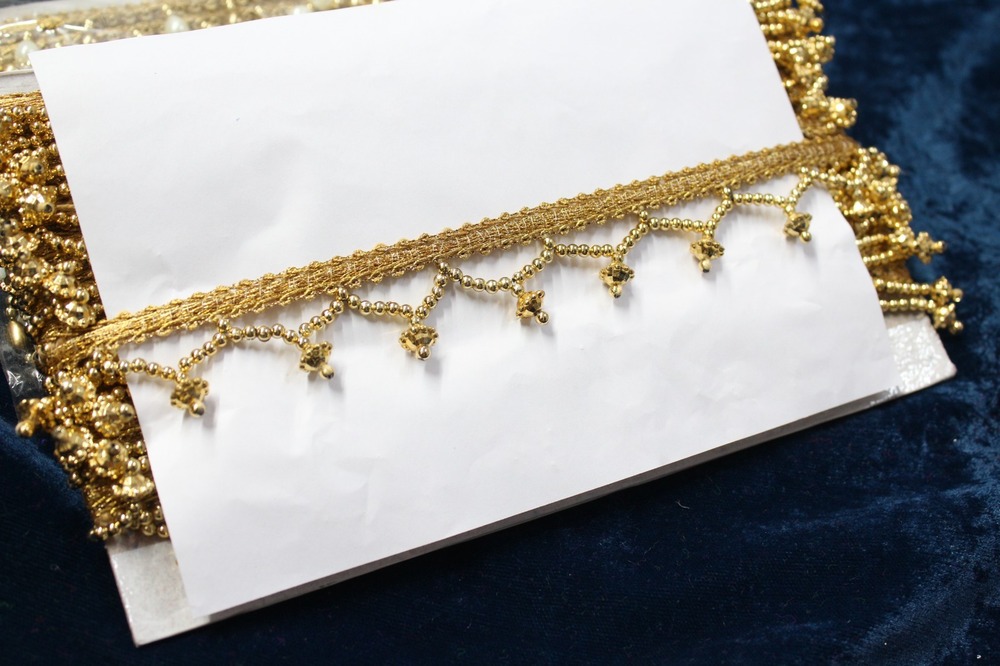 Pearl Border Lace - Cotton, 1.5 Inch Width X 9 Mtr Length, Golden Color, Cut Work Design | Fancy Lace With Zari And Elegant One-sided Pattern