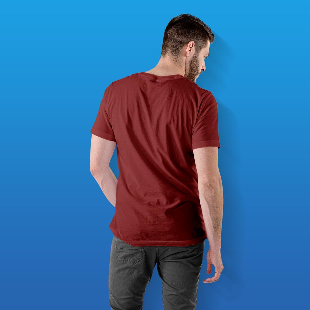 Mens Maroon Cotton Round Neck T-shirt - Feature: Hand Wash