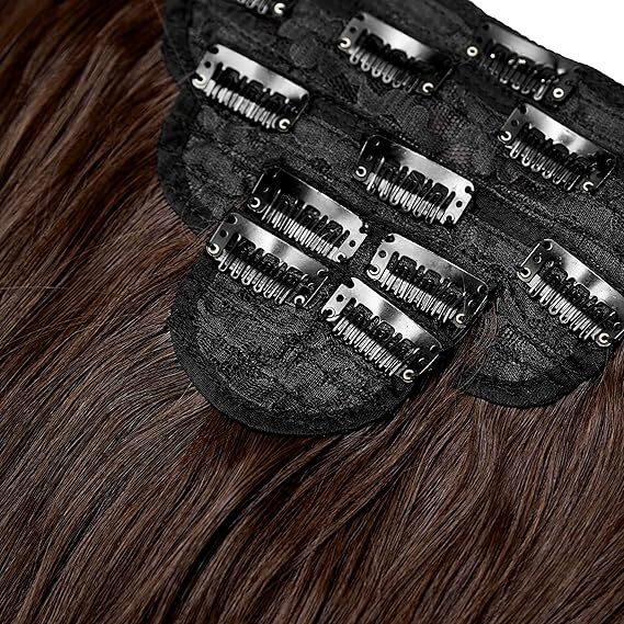 Brown Clip In Extensions Remy Hair Real Human Hair Vendor 5piece pack, 26inch