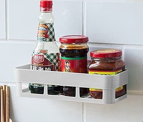 Bathroom Shelve - Plastic (Pp) | 8d X 5w X 4h Cm, White, Self-adhesive, Space Saving, Durable Design For Bathroom Organization