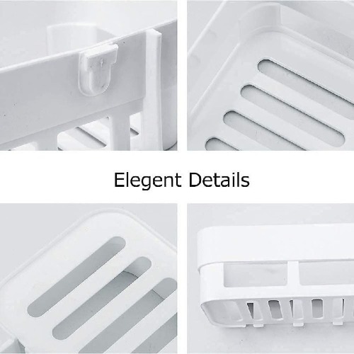 Bathroom Shelve - Plastic (Pp) | 8d X 5w X 4h Cm, White, Self-adhesive, Space Saving, Durable Design For Bathroom Organization
