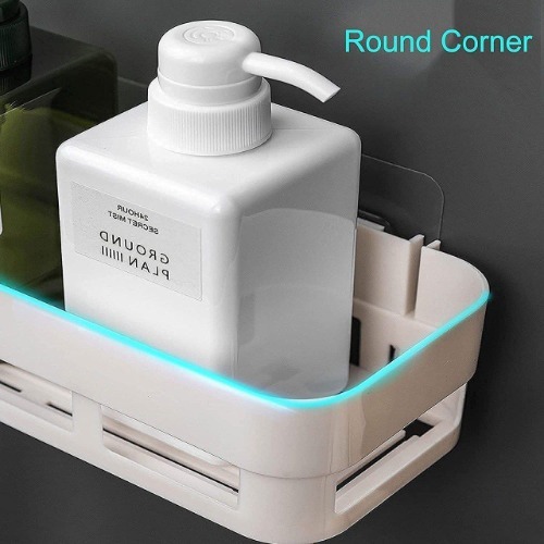 Bathroom Shelve - Plastic (Pp) | 8d X 5w X 4h Cm, White, Self-adhesive, Space Saving, Durable Design For Bathroom Organization