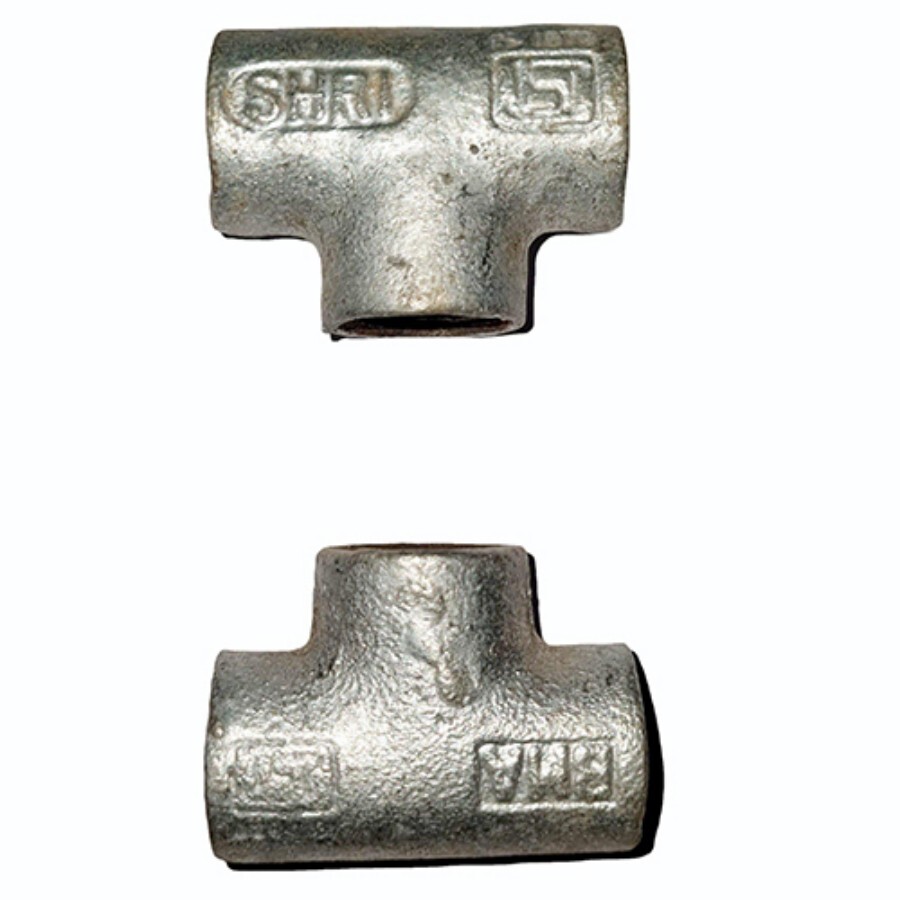 GI Tee - Iron Material, Galvanized Finish, Silver Color | High Durability, High Working Pressure, Industrial Grade with Warranty