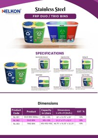 FRP Trio Dustbin 120L