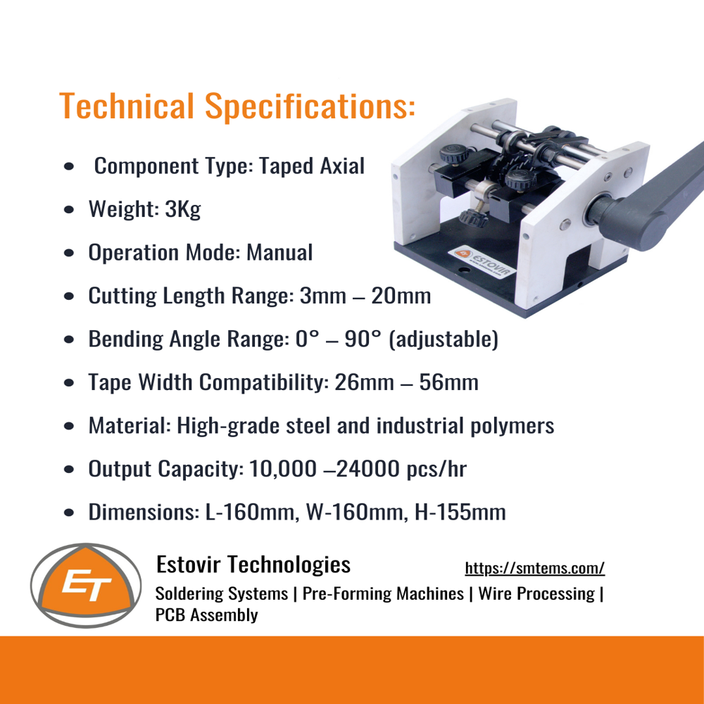 Manual Cut and Bend Machine For Taped Axials