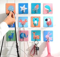 Printed Wall Hook - Solid Stainless Steel & Pc , Stylish Cartoon Design, Removable & Reusable, 180â° Rotating, Heavy Duty For Various Uses
