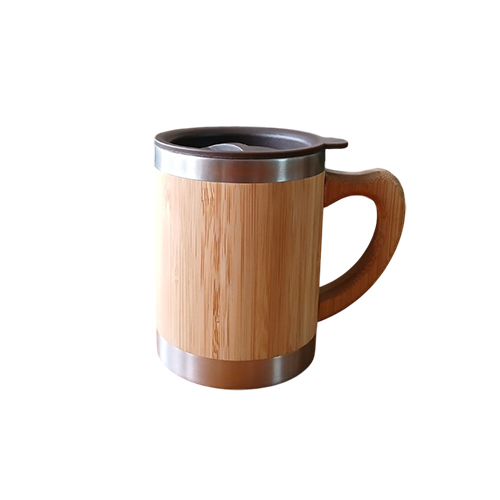 250Ml Stainless Steel Bamboo Finish Coffee Mug/Cup - Design: Modern & Attractive