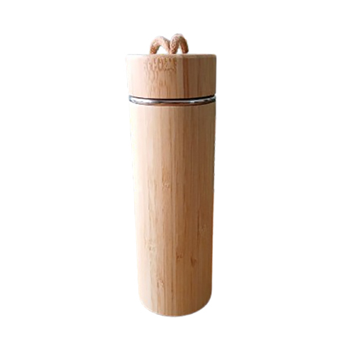 450ml Stainless Steel Insulated Bamboo Bottle With Thread Handle 500ml Ip-32 - Color: Different Available