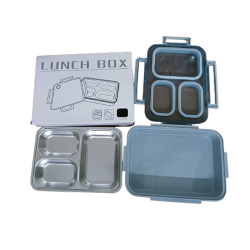750Ml Stainless Steel 3 Compartment Bento Lunch Box - Coating Type: Ptfe-Free