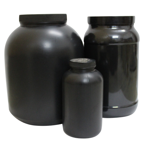 काले प्लास्टिक का प्रोटीन जार