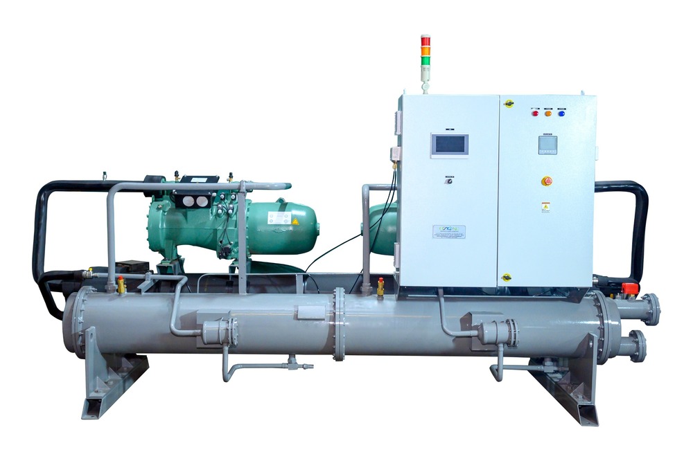 Water Cooled Screw Chiller - Stainless Steel, Standard Size, White Color, 415 Volt Power Supply, 1-Year Warranty | Industrial-Grade Cooling Solution