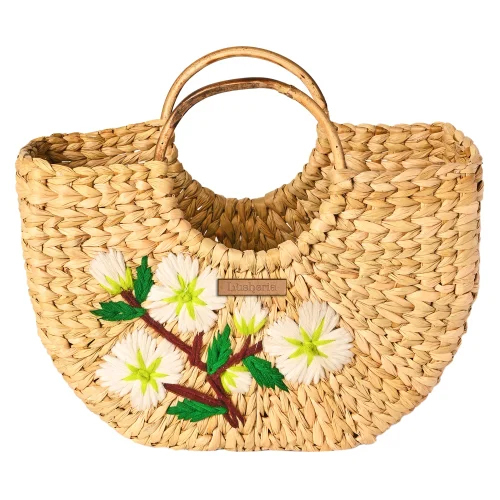 Beautiful Flower Design Kauna Grass Basket Bag