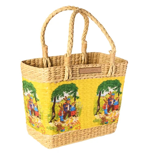 Printed Kauna Grass Basket Bag