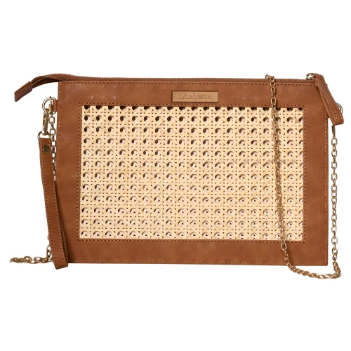 Ladies Rattan Cane Handbags - Color: Beige & Brown