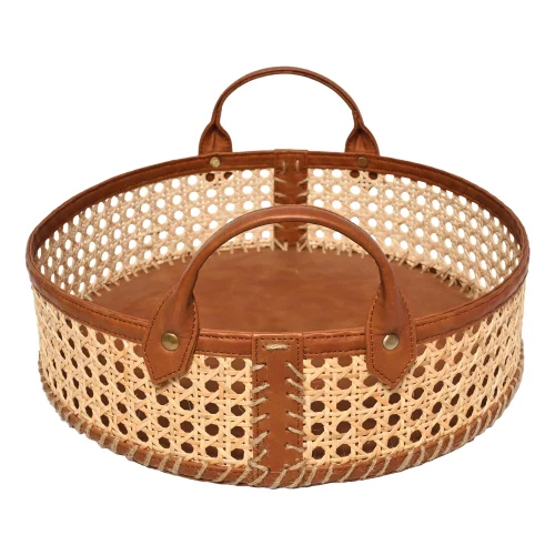 Round Shape Storage Rattan Cane Basket