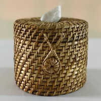 Cane Round Tissue Holder Box