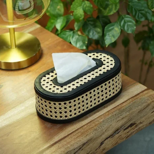 Rattan Cane Tissue Holder Box