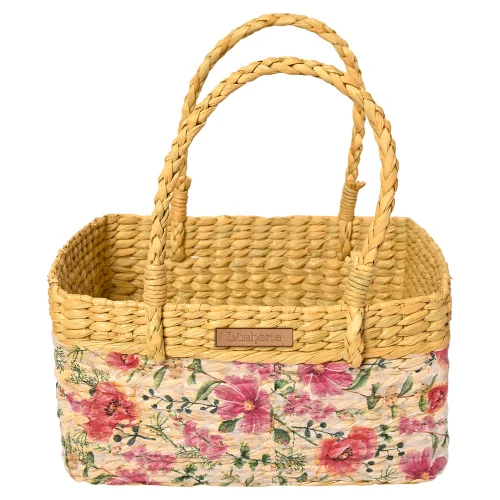 Handmade Printed Kauna Grass Storage Basket
