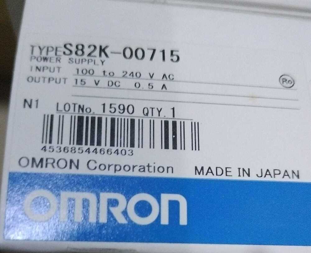 OMRON POWER SUPPLY 100-TO 240VAC, S82K-00715