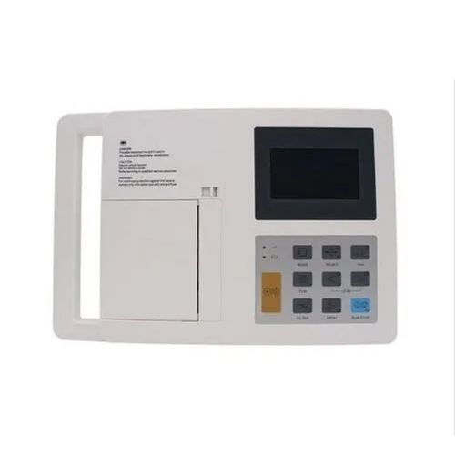 3 Channel ECG Machine - Plastic Material, Custom Size, White Color, 4 Channels, 50 Hertz Frequency, LCD Screen, Portable Design, 1-Year Warranty