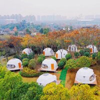 Geodesic Dome Tent - 100% Blackout Pvc Waterproof, Antifungal, Fire-resistant Fabric & Insulated Lining, Mild Steel Powder-coated Frame