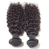 Temple Remy Natural Black Color Curly Human Weft Hair extensions High Quality Weft Hair For Wigs