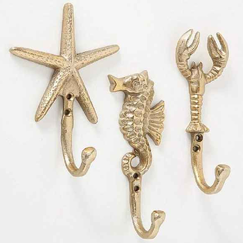 French Vintage Style Gold Brass Coat Hook