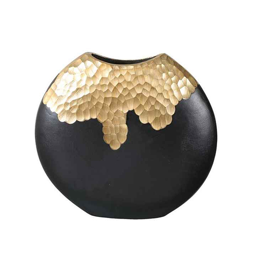 Modern Elegant Custom White and Gold Striped Vase