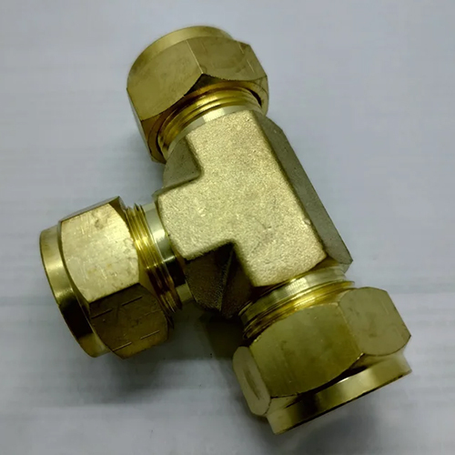 Brass Compressor Tee - Color: Golden