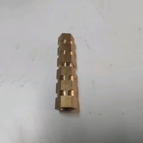 Brass Hex Nipple - 5 Inch, Golden Color | Hexagon Head, Polished Surface, Industrial Use
